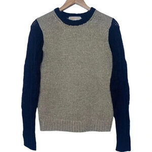 MICHAEL Michael Kors Gold Metallic Knit Sweater with Alpaca Blend Sleeve Size S